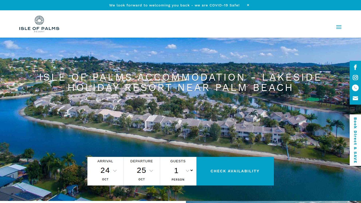 The home page of isleofpalms.com.au