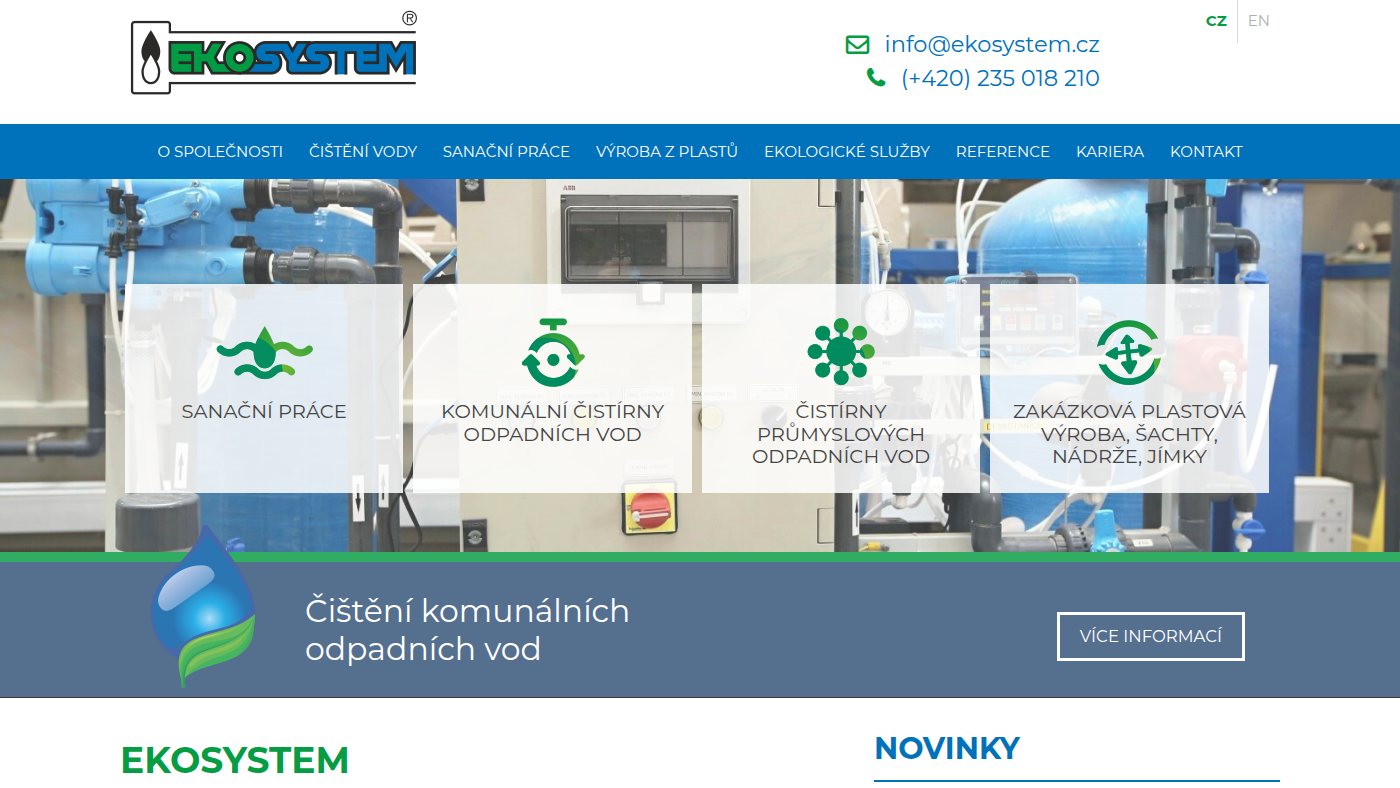 The home page of ekosystem.cz