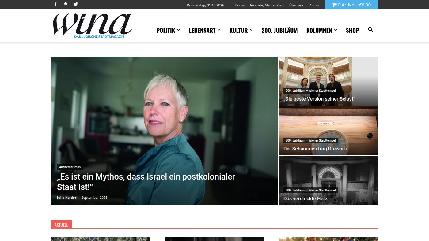 The home page of wina-magazin.at
