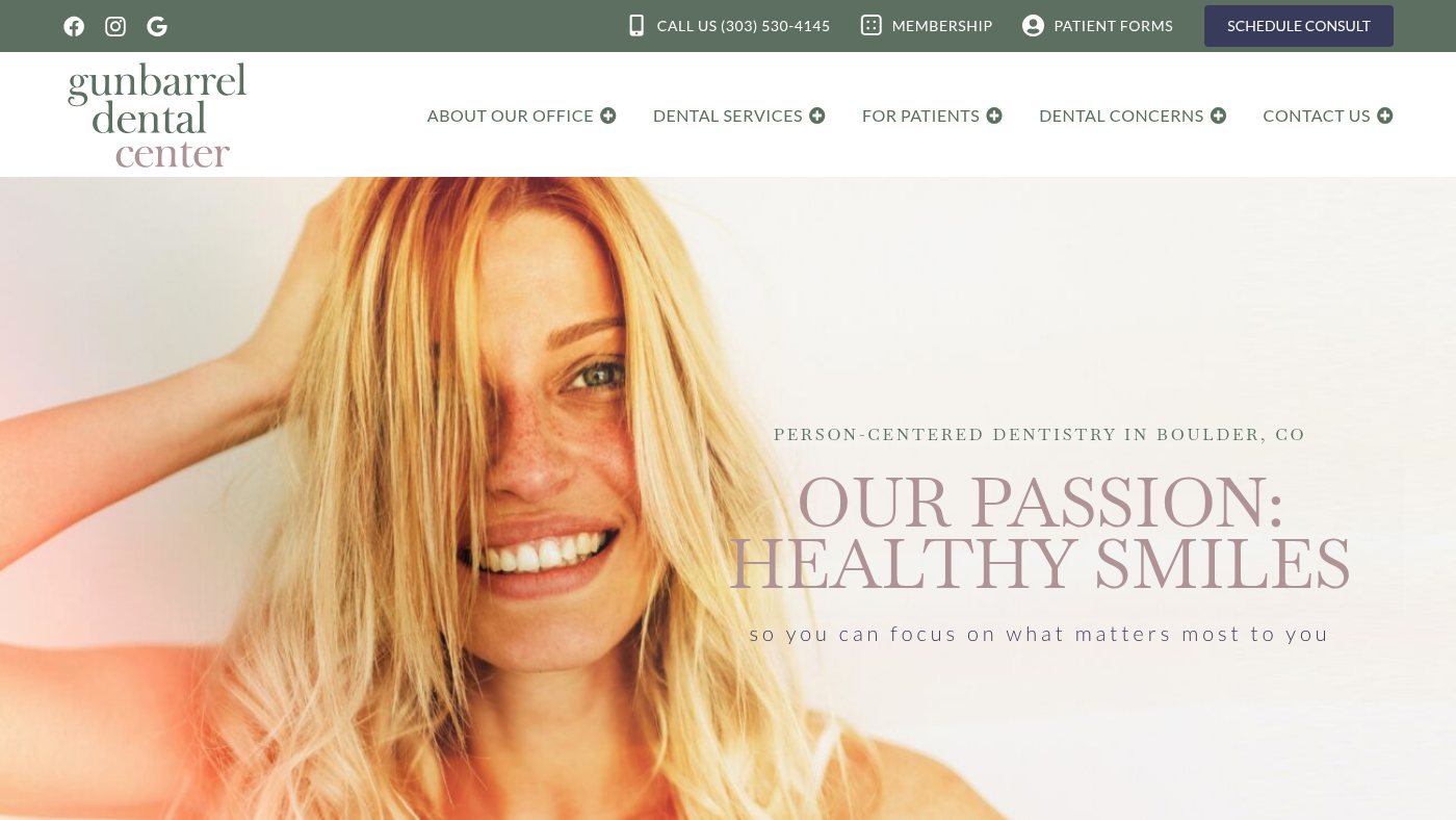The home page of gunbarreldental.com