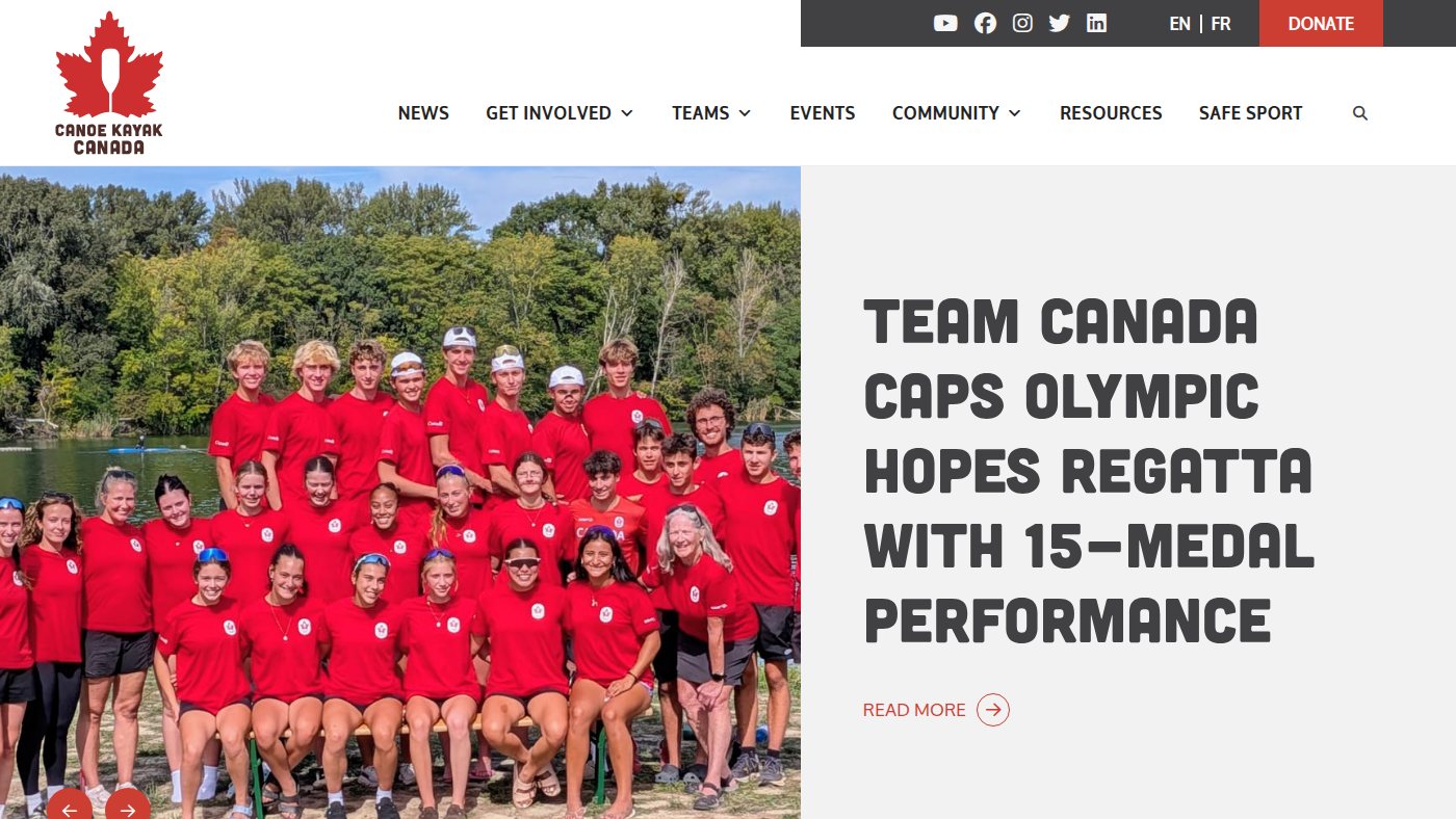 The home page of canoekayak.ca