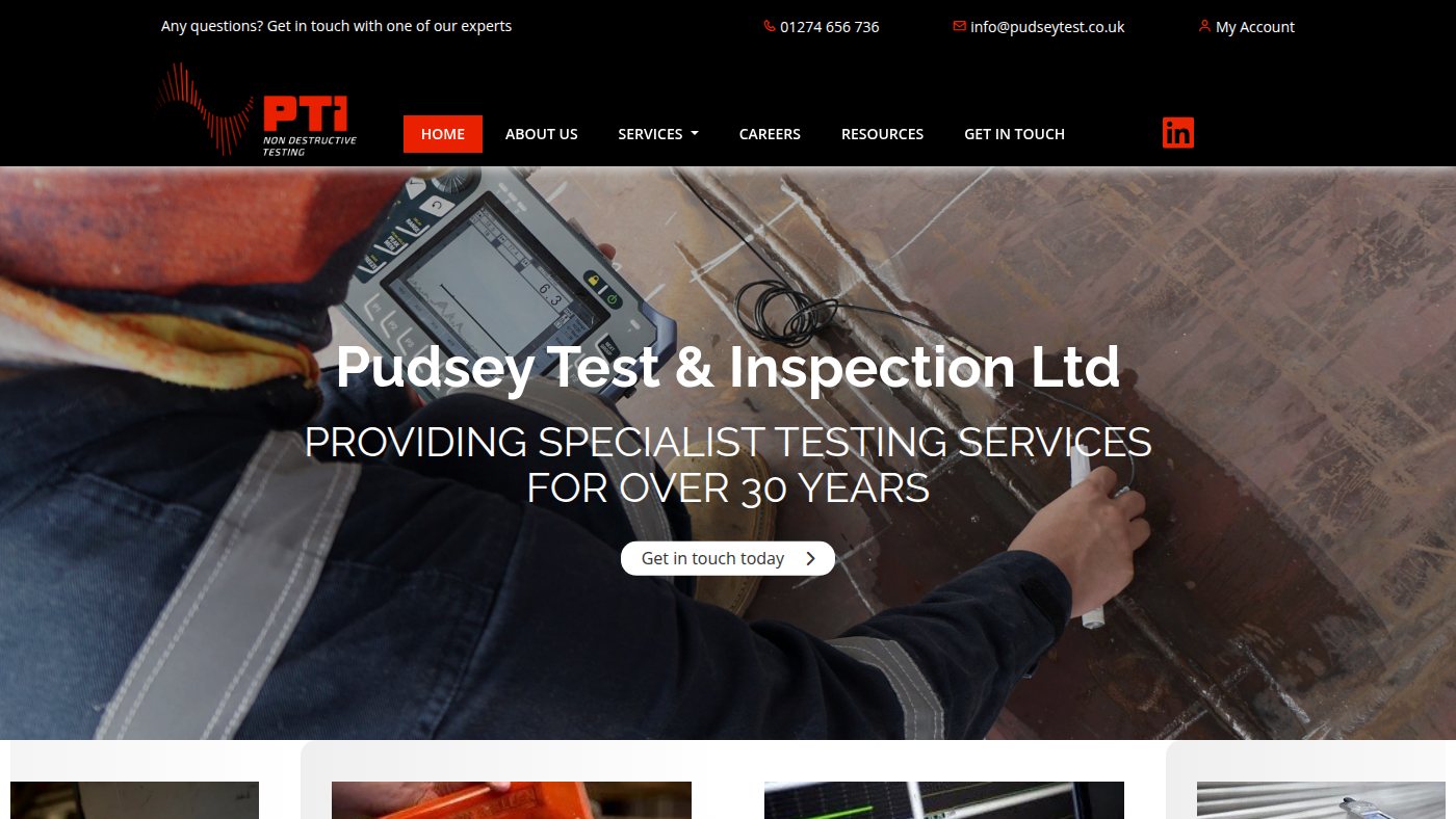The home page of pudseytest.com