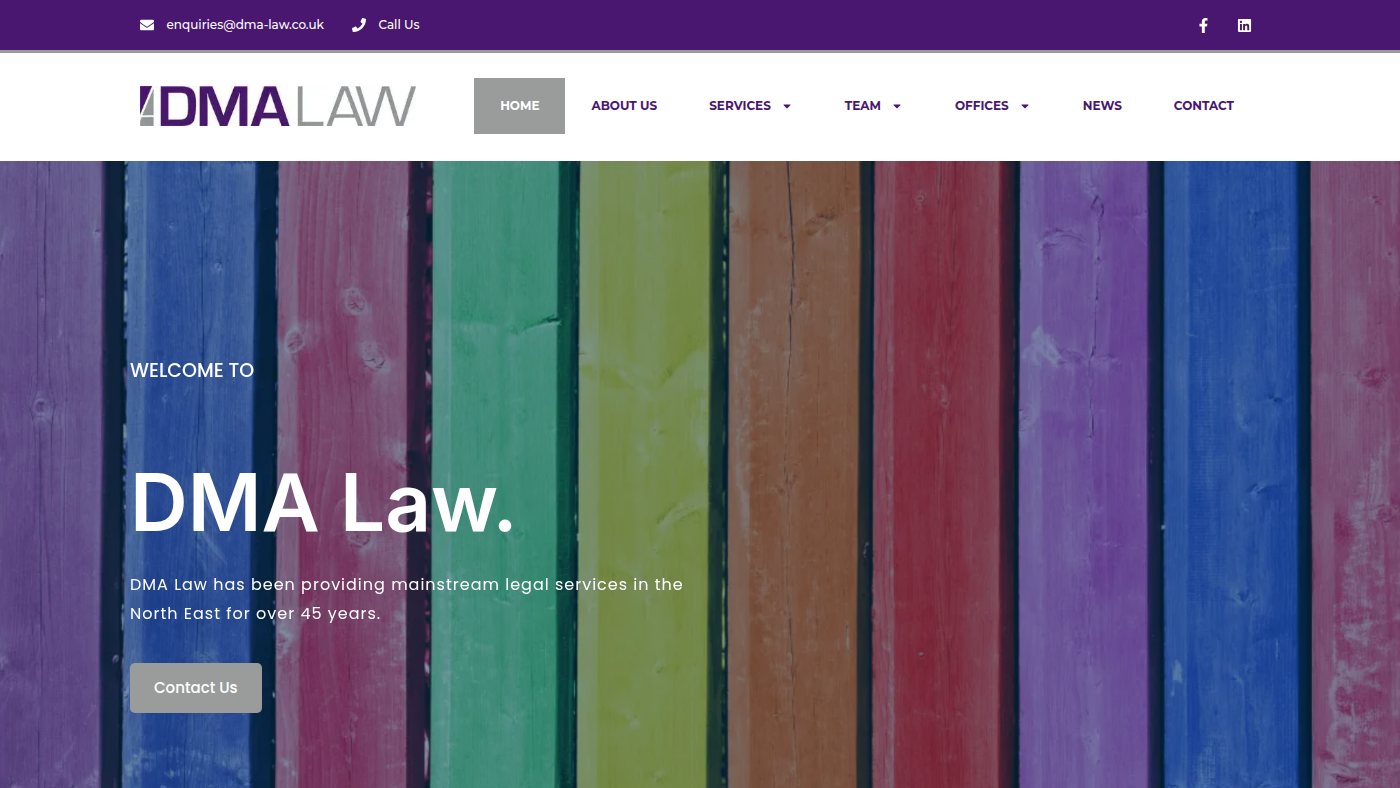The home page of dma-law.co.uk