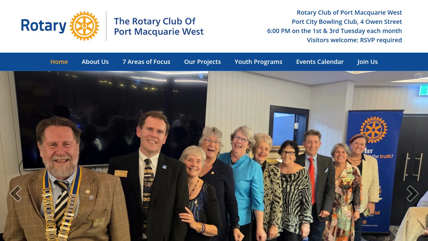 The home page of rotarypmwest.org.au