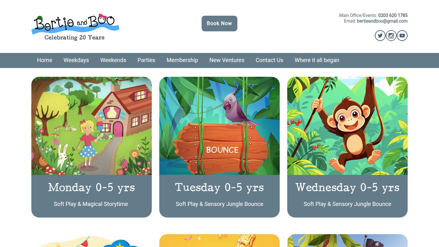 The home page of bertieandboo.com
