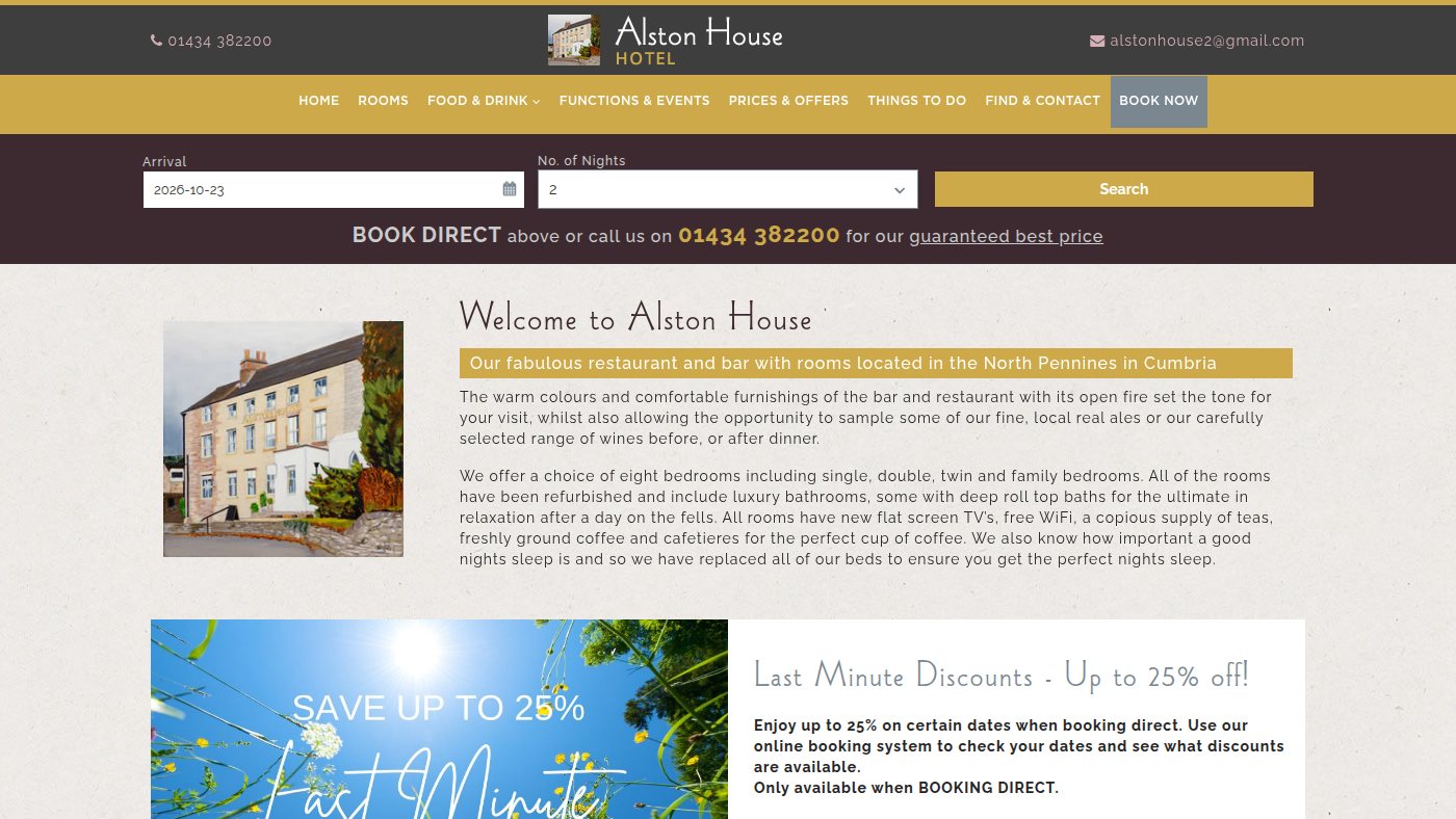 The home page of alstonhousehotel.co.uk