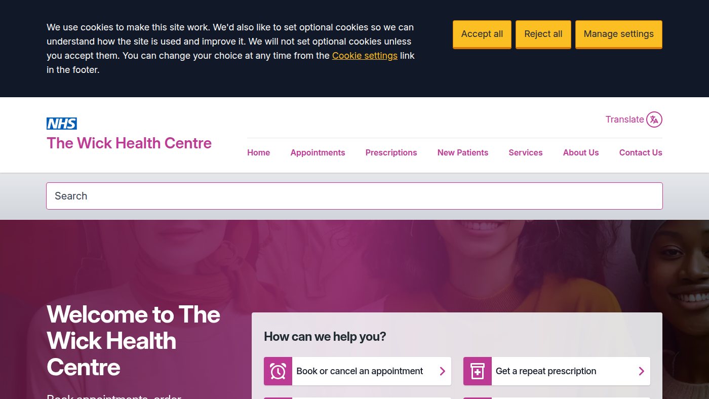 The home page of thewickhealthcentre.co.uk