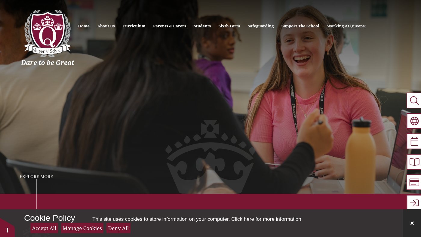 The home page of queens.herts.sch.uk
