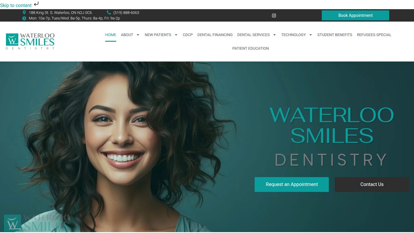 The home page of waterloosmiles.com