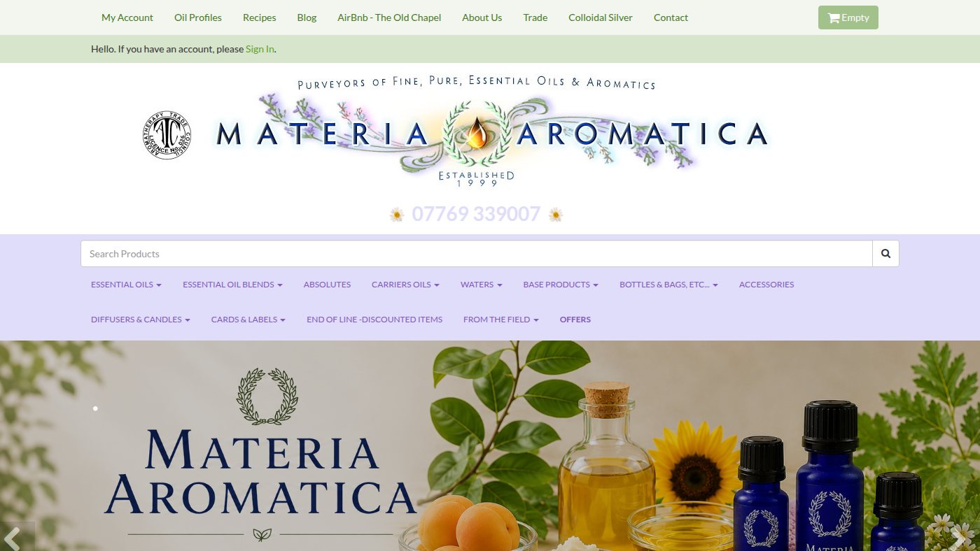 The home page of materiaaromatica.com