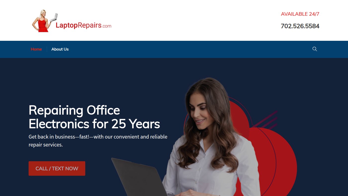 The home page of laptoprepairs.com