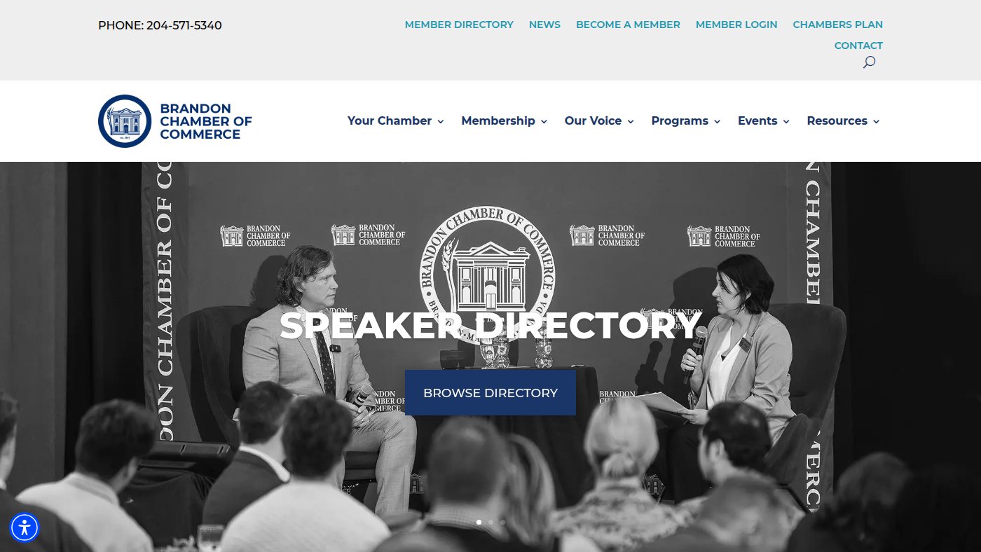 The home page of brandonchamber.ca