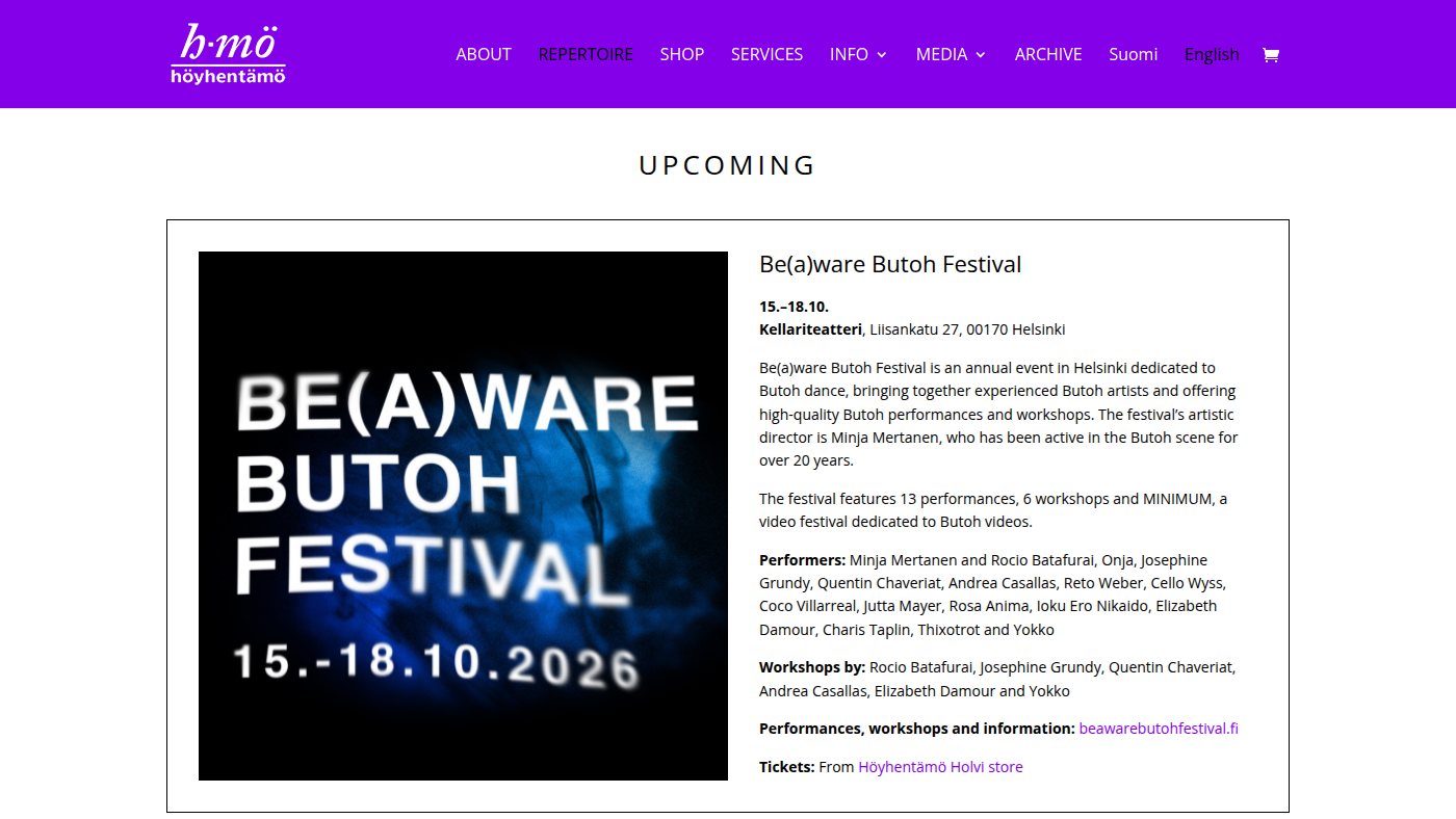 The home page of hoyhentamo.fi