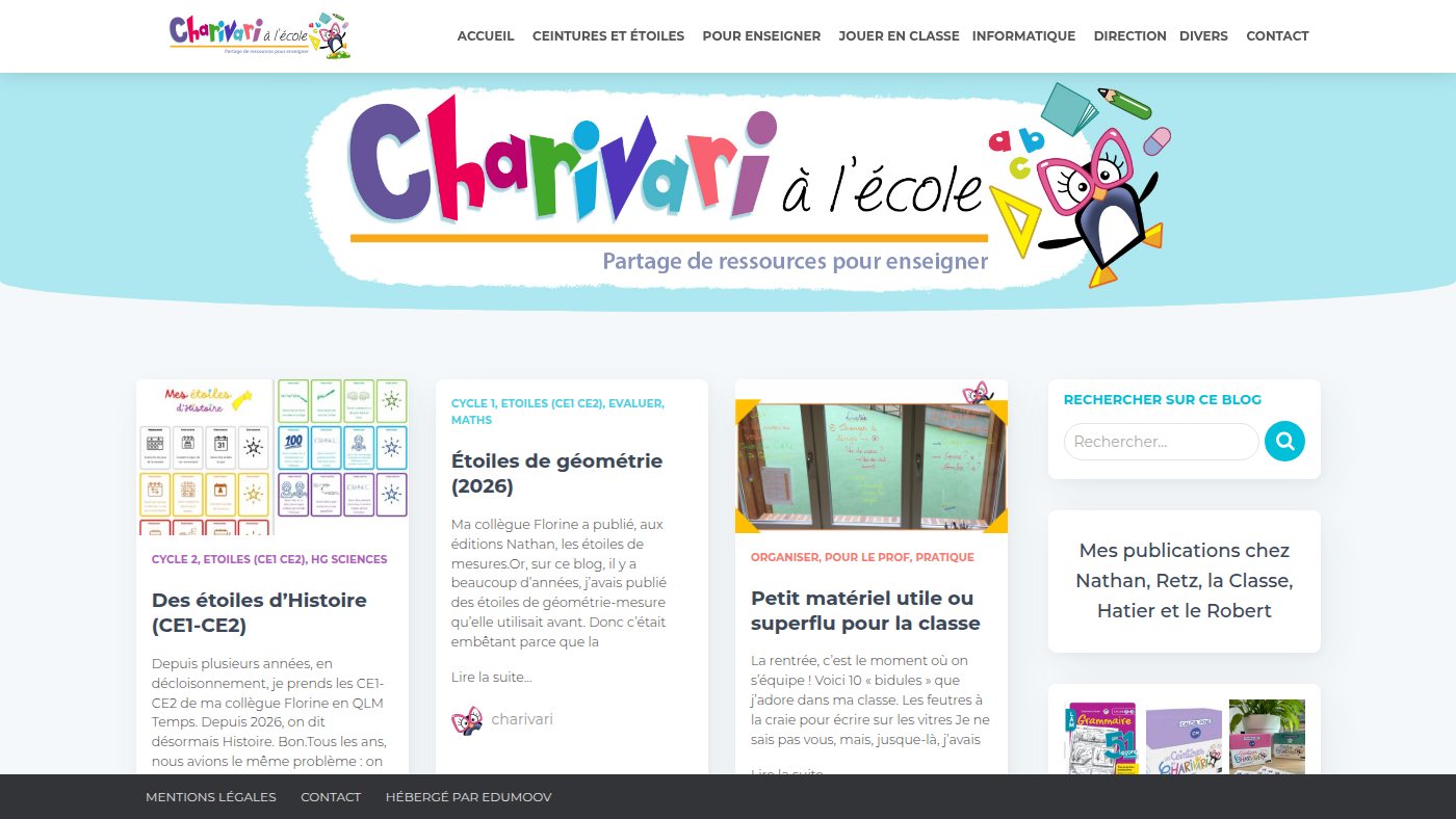 The home page of charivarialecole.fr