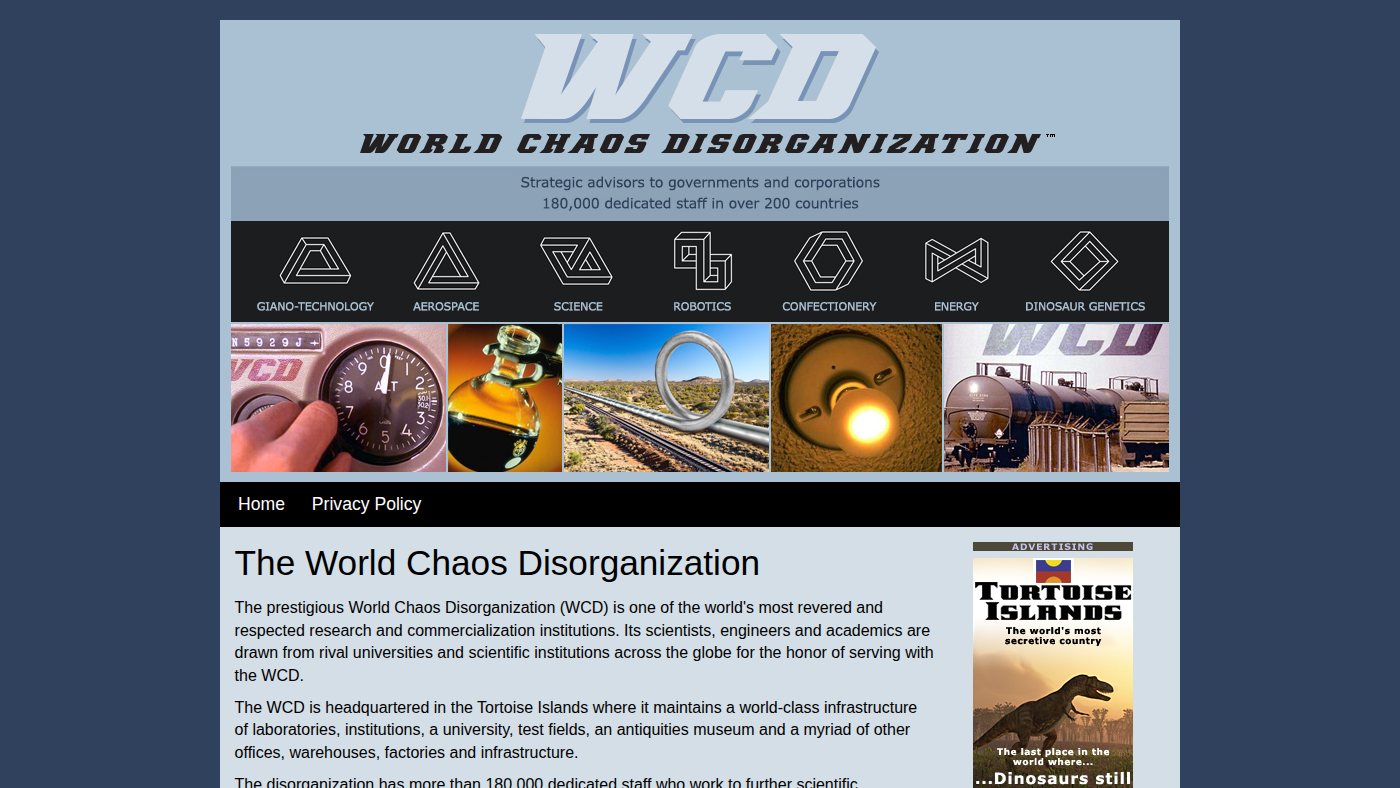 The home page of worldchaosdisorganization.com
