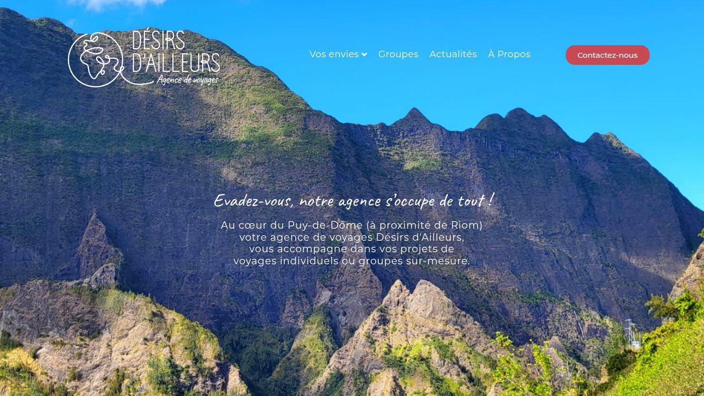 The home page of desirsdailleurs.fr
