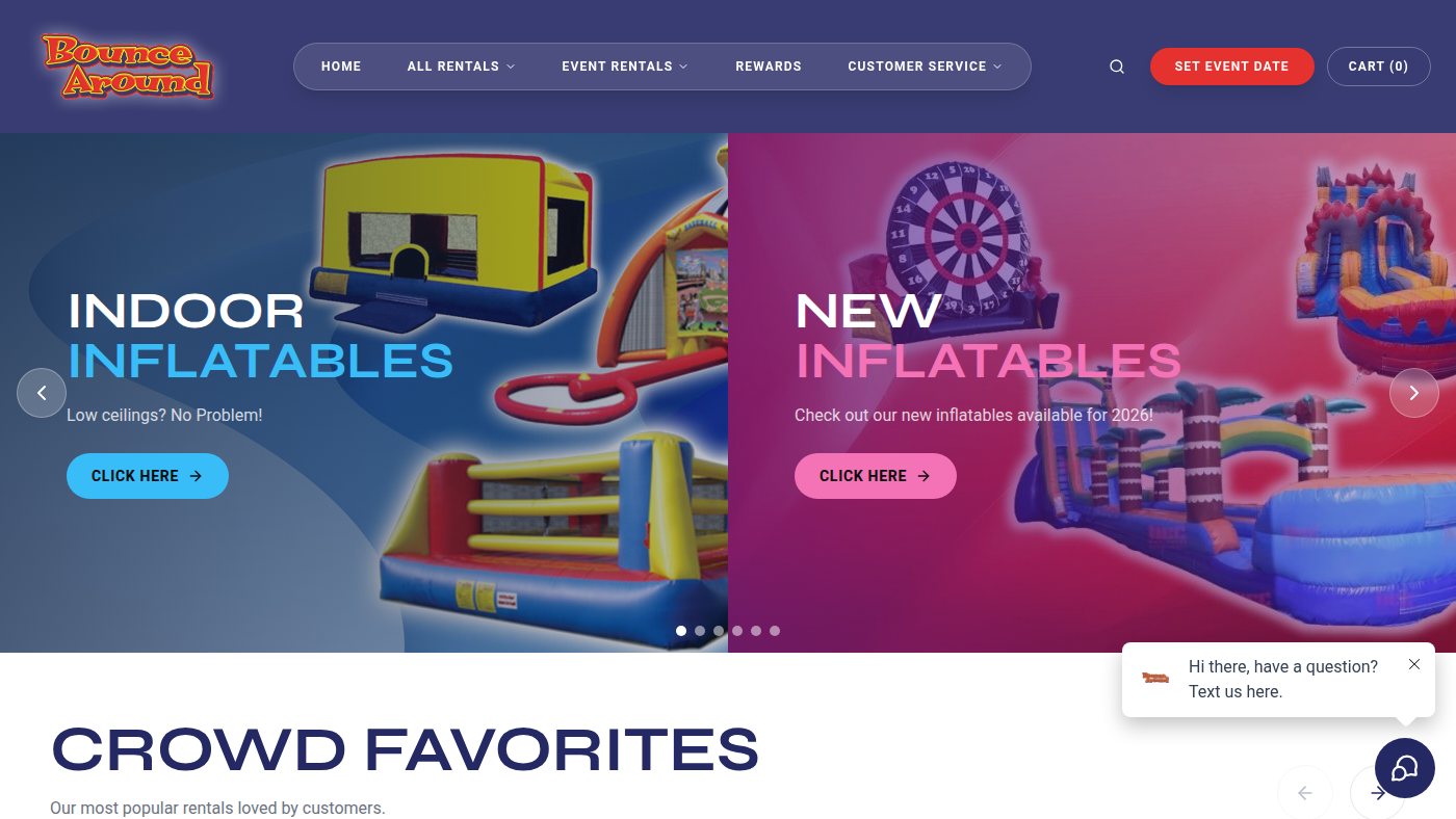 The home page of bouncearound.com