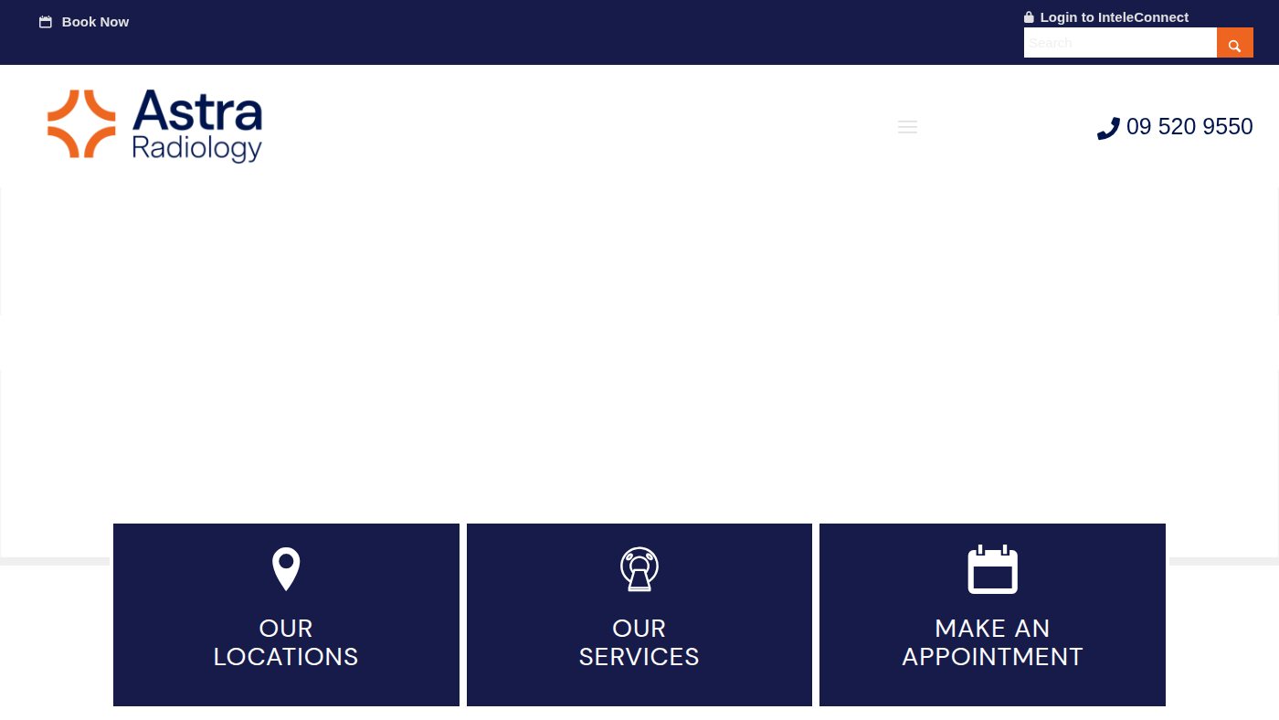 The home page of astraradiology.co.nz