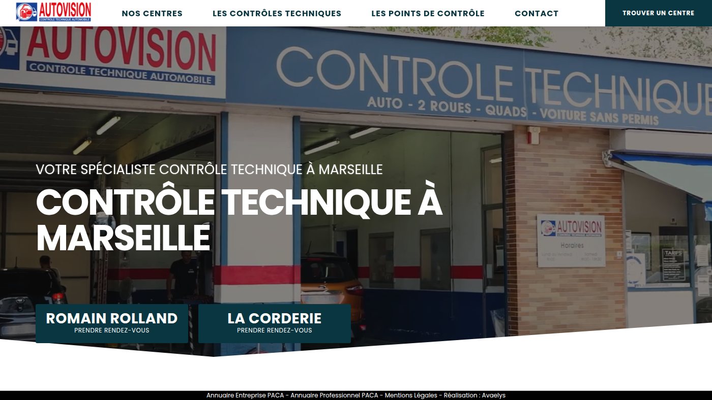 The home page of autobilanmarseille.fr