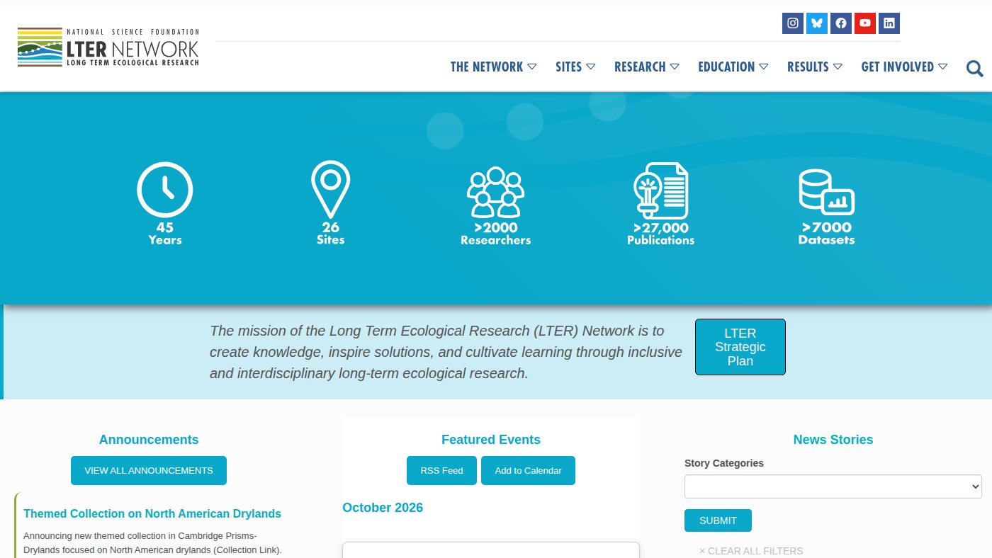 The home page of lternet.edu