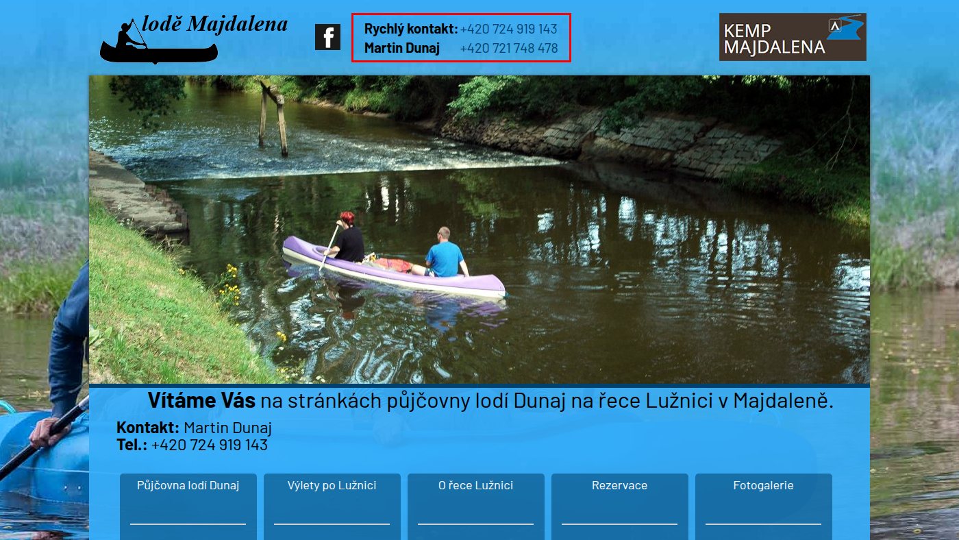 The home page of pujcovnalodidunaj.cz