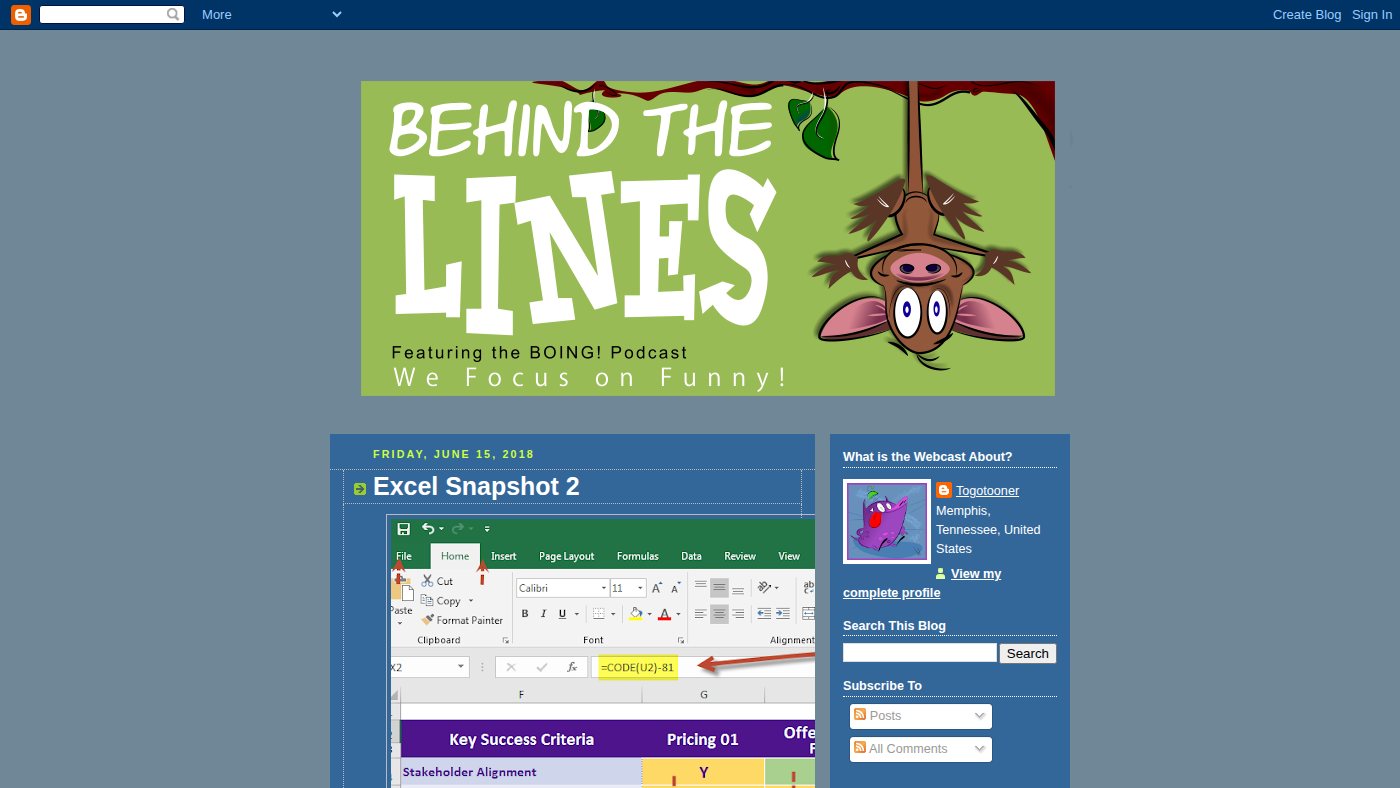 The home page of behindthelinespodcast.blogspot.com