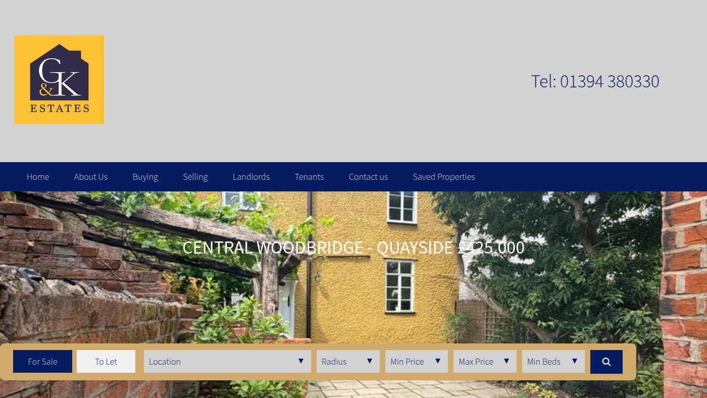 The home page of gandkestates.co.uk