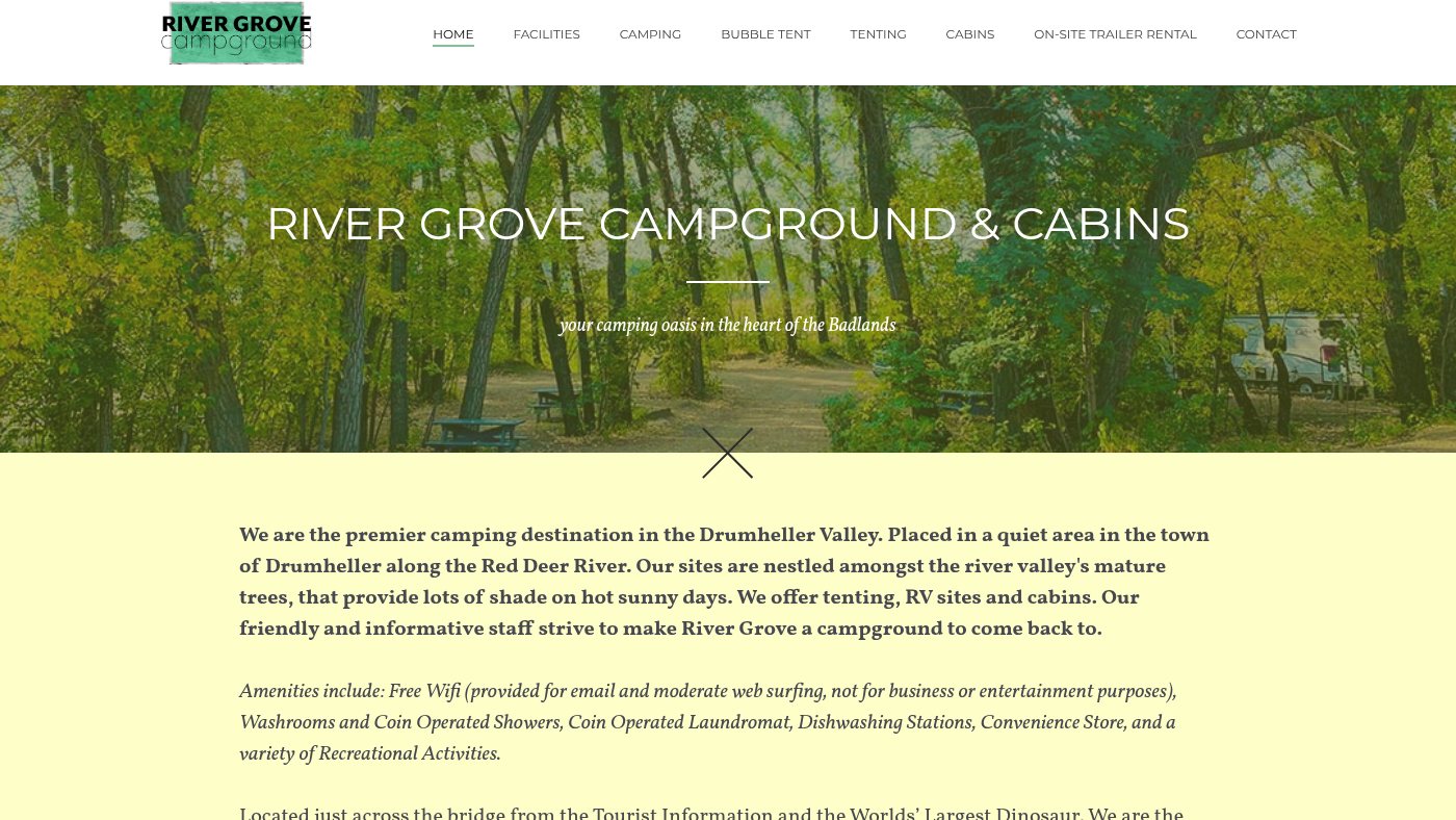 The home page of camprivergrove.com