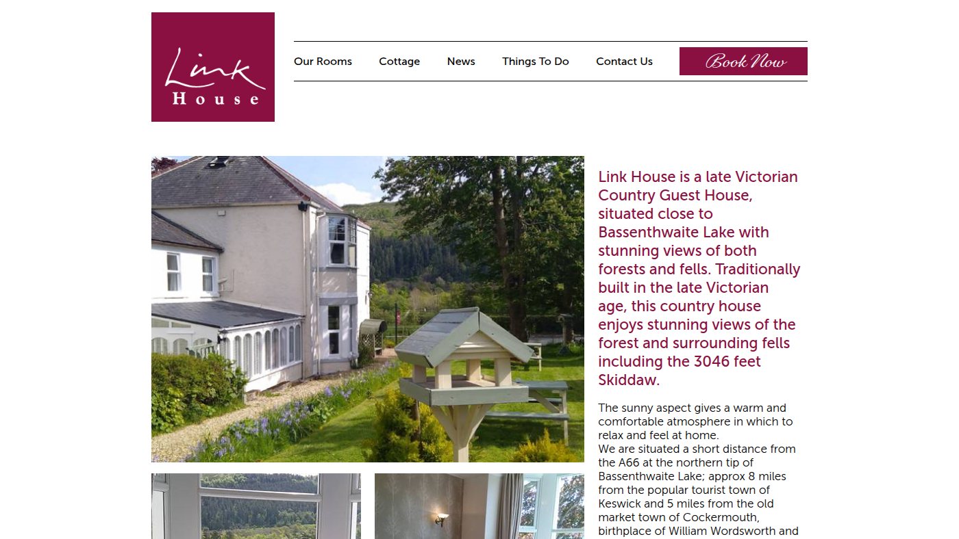 The home page of link-house.co.uk