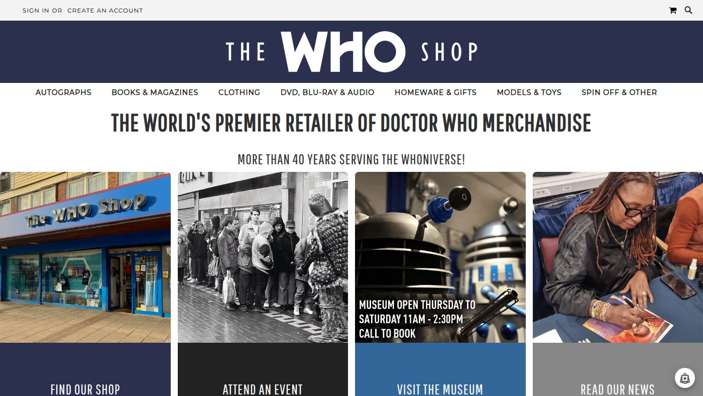 The home page of thewhoshop.com