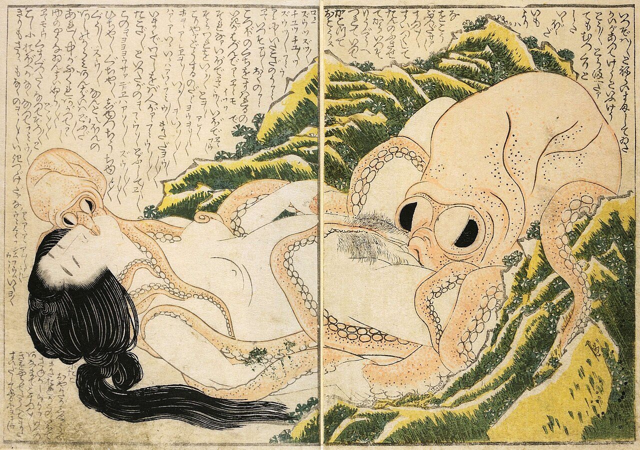 Il sogno della moglie del pescatore (1814), un noto esempio di arte erotica giapponese (shunga)