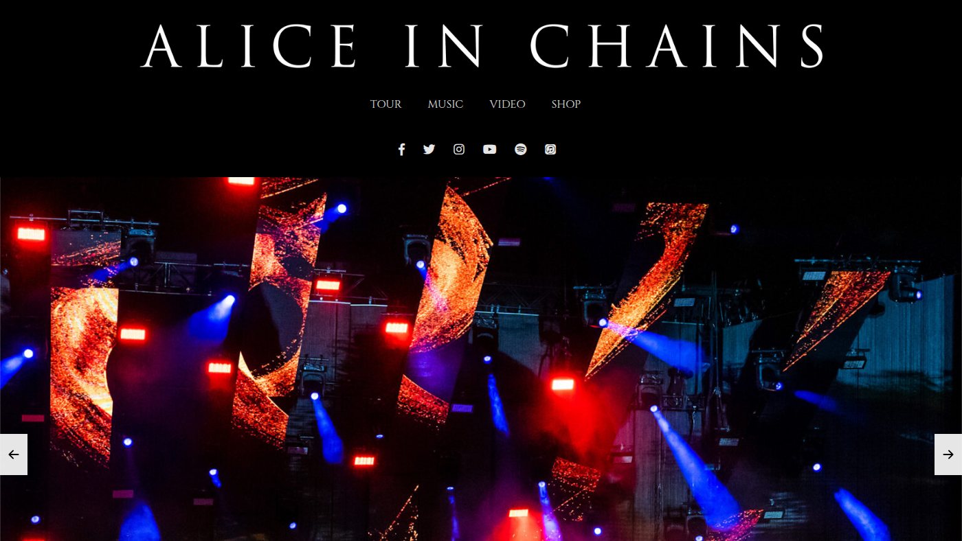 The home page of aliceinchains.com