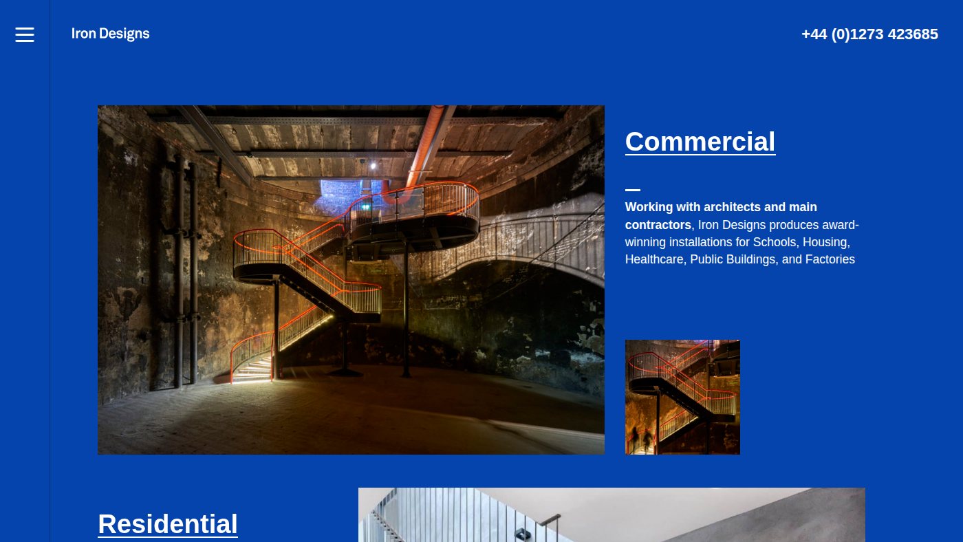 The home page of irondesigns.co.uk