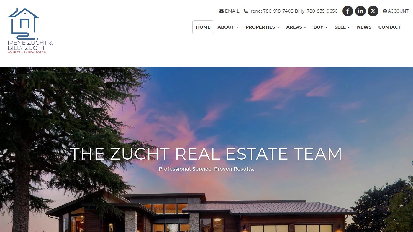 The home page of zucht.ca