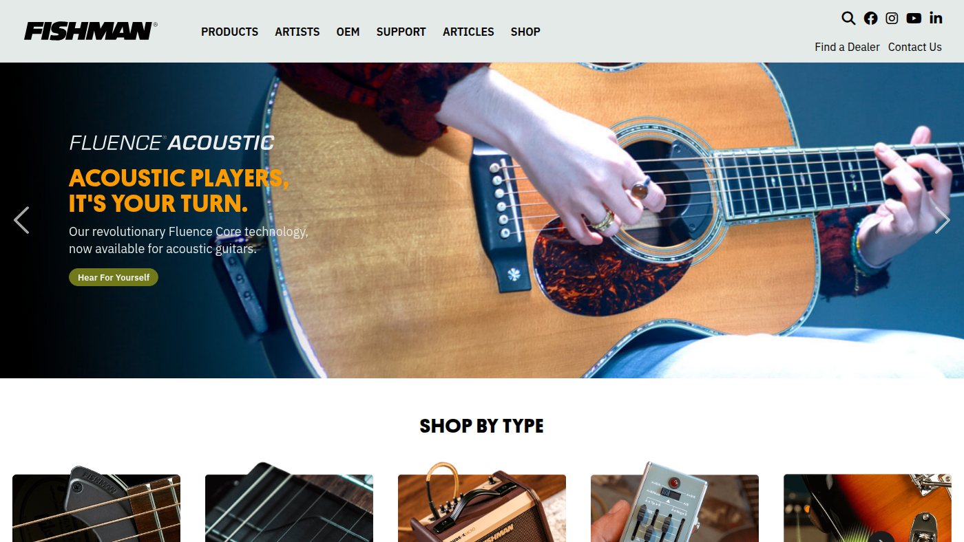 The home page of fishman.com
