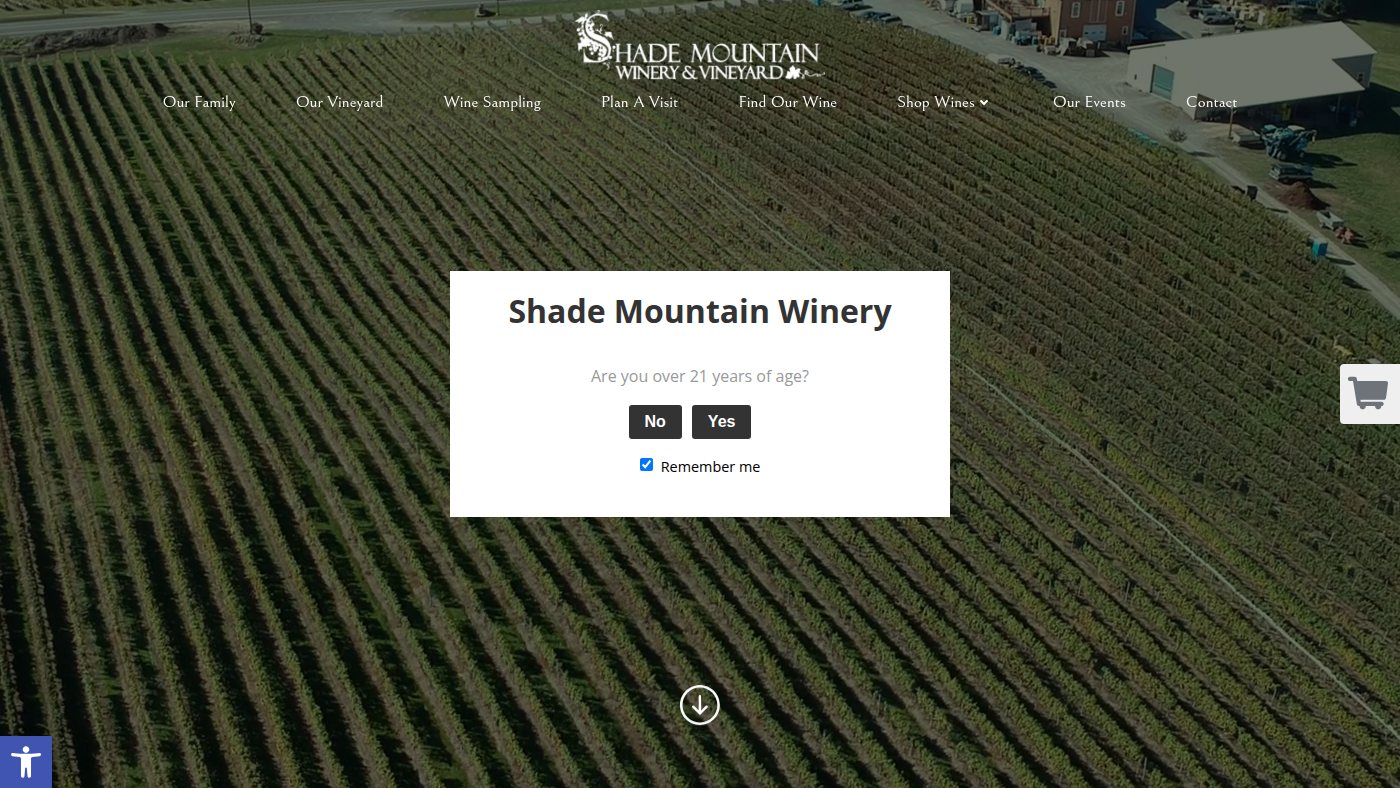 The home page of shademountainwinery.com