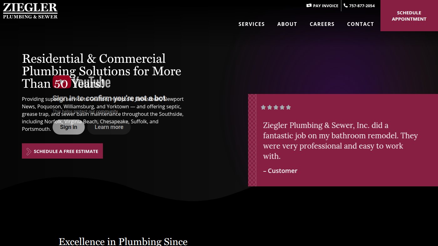 The home page of zieglerplumbing.com