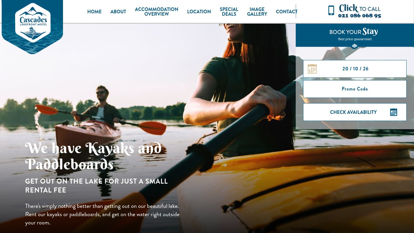 The home page of cascades.co.nz