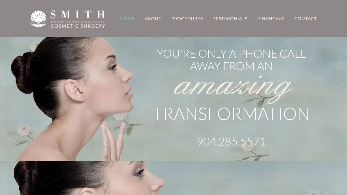 The home page of pvcosmeticsurgery.com