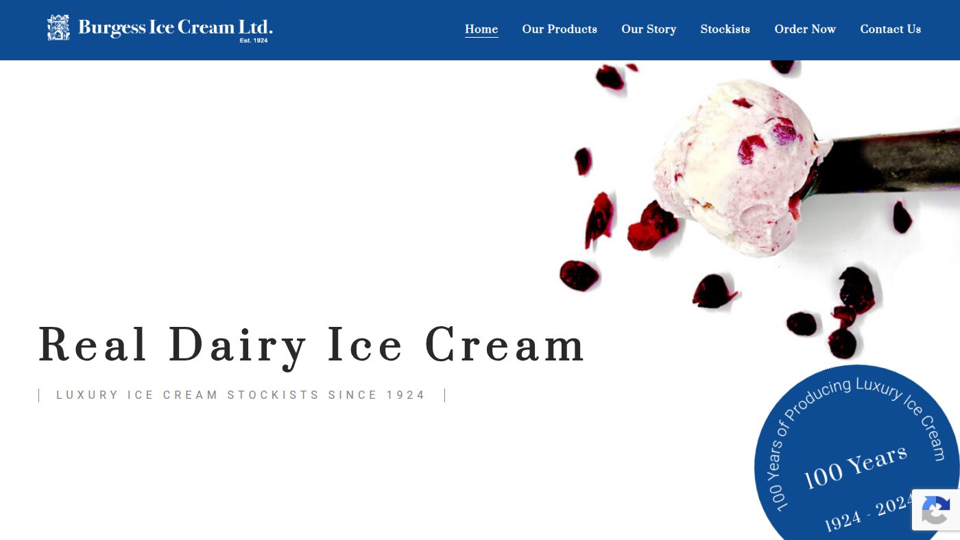 The home page of burgessicecream.co.uk