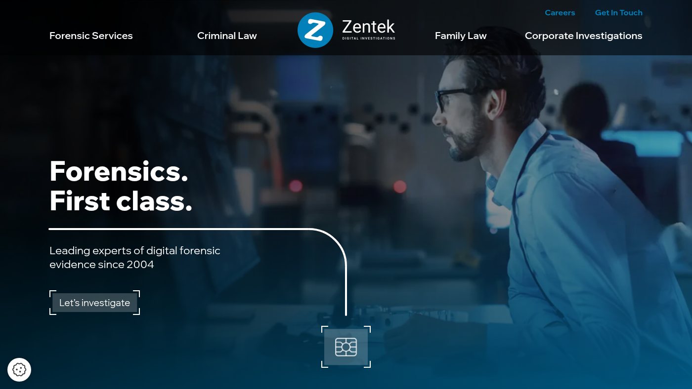 The home page of zentekforensics.co.uk