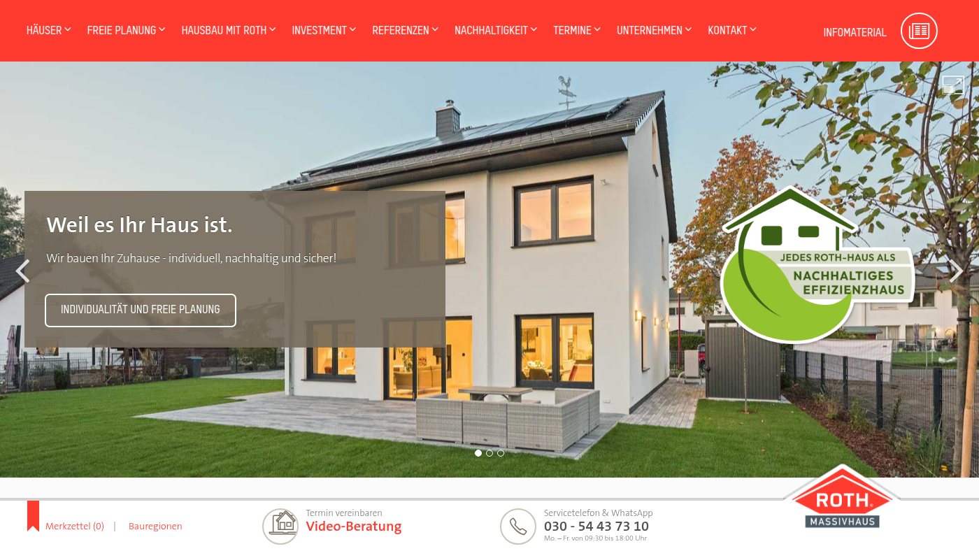 The home page of roth-massivhaus.de