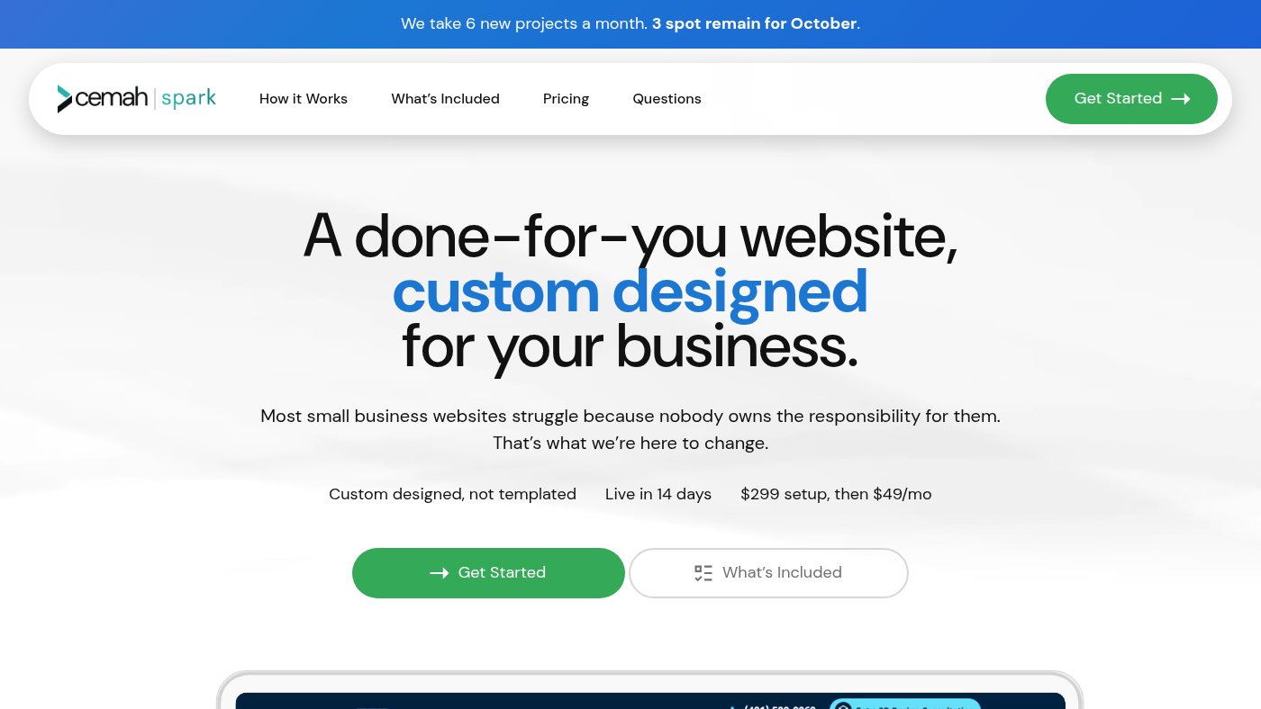 The home page of cemah-spark.com