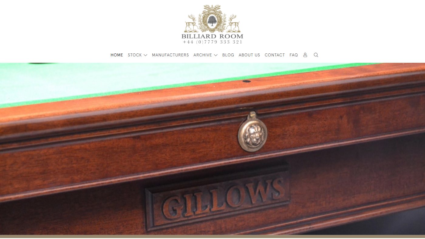 The home page of billiard.co.uk
