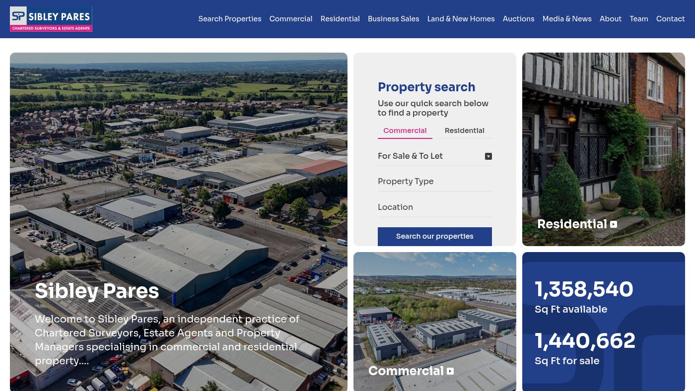 The home page of sibleypares.co.uk