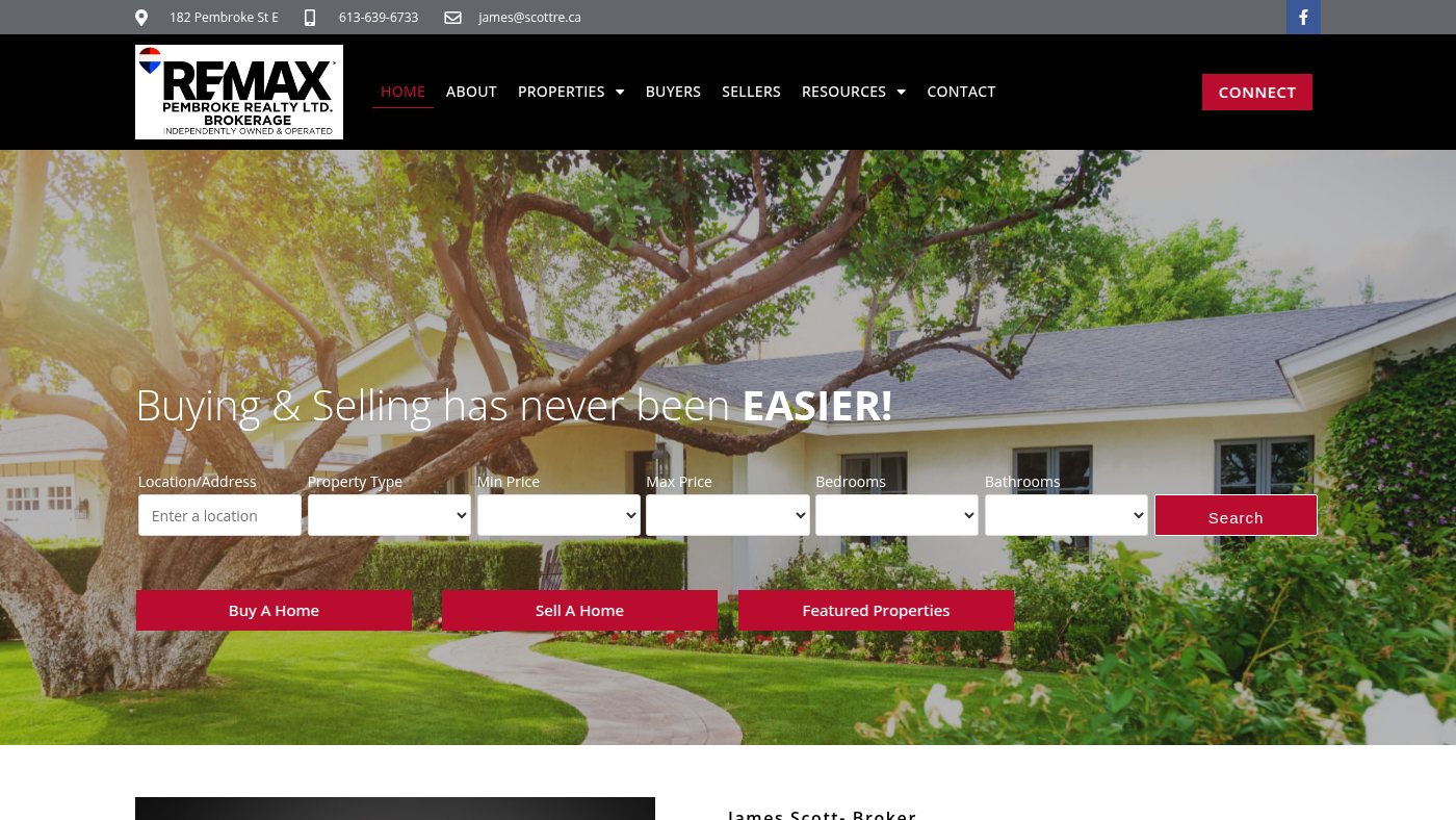 The home page of scottre.ca