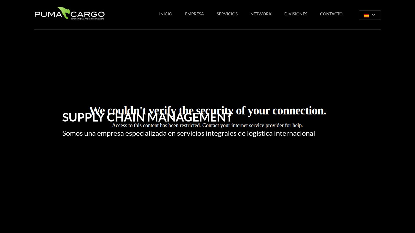 The home page of pumacargo.com.ar