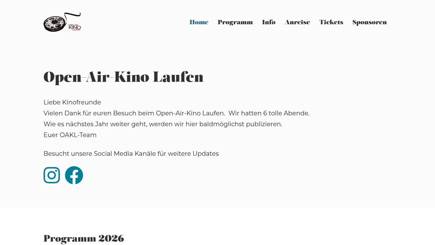 The home page of openairkinolaufen.ch