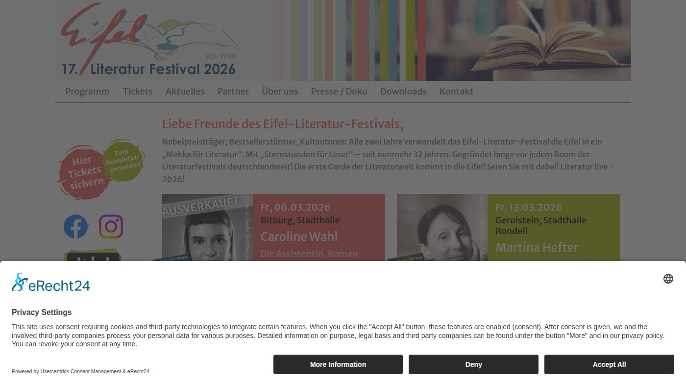 The home page of eifel-literatur-festival.de