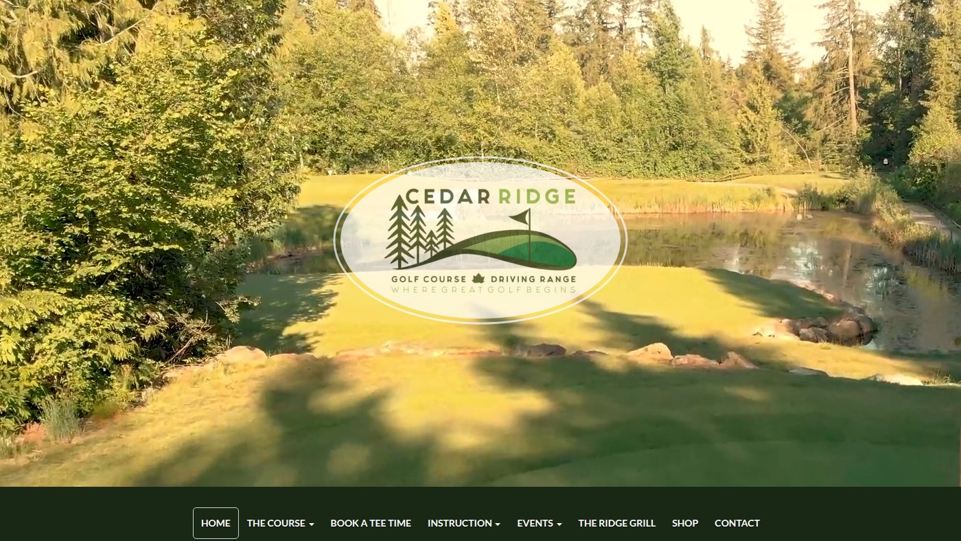 The home page of cedarridgegolf.ca